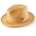 thumbnail image 4 of Men's Braided Wide Brim Pinch Fedora Matching Grosgrain Ribbon Hat in Tan H-42, 4 of 4