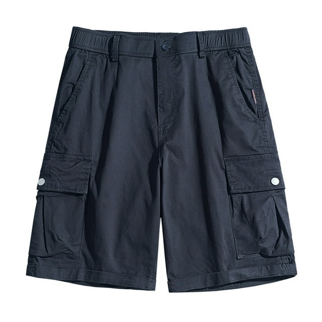 pstuiky Pantalones cortos para hombre, Pantalones cortos cargo para hombre, para correr, con múltiples bolsillos, cintura elástica, de algodón, para senderismo. Pantalones cortos de entrenamiento