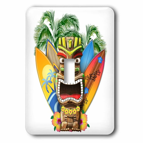 3dRose, Hawaiian Tiki statue and surfboards for anyone who love the islands., single toggle switch