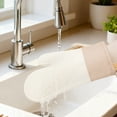 thumbnail image 4 of Unique Bargains 2pcs Soft Silicone and Cotton Heat-Resistant Oven Mitts Beige 11.2" x 7.7", 4 of 7