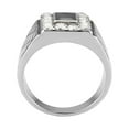 thumbnail image 3 of Mens Ring Rectangle Squared Stainless Steel Ring with AAA Grade CZ in Jet, 3 of 8