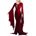 thumbnail image 4 of Disfraz de Morticia Addams para mujer, vestido de cosplay, sexy, punk, gótico, bruja, vintage, con cordones, ajustado, para Halloween, 4 of 6
