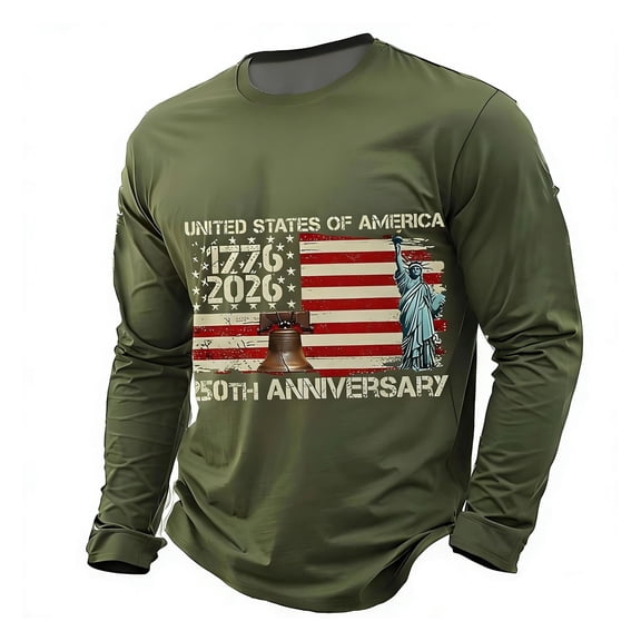 Holiday Shirt for Men Sporty Color Long Sleeve Comfort Crew Neck Rugby Shirt for Men,Army Green,L