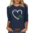 thumbnail image 2 of St. Patrick's Day Graphic T-Shirt for Women Shamrock Heart Print Long Sleeve Crewneck Casual Loose Fit Holiday Party Festive Tee Shirt Top, 2 of 7