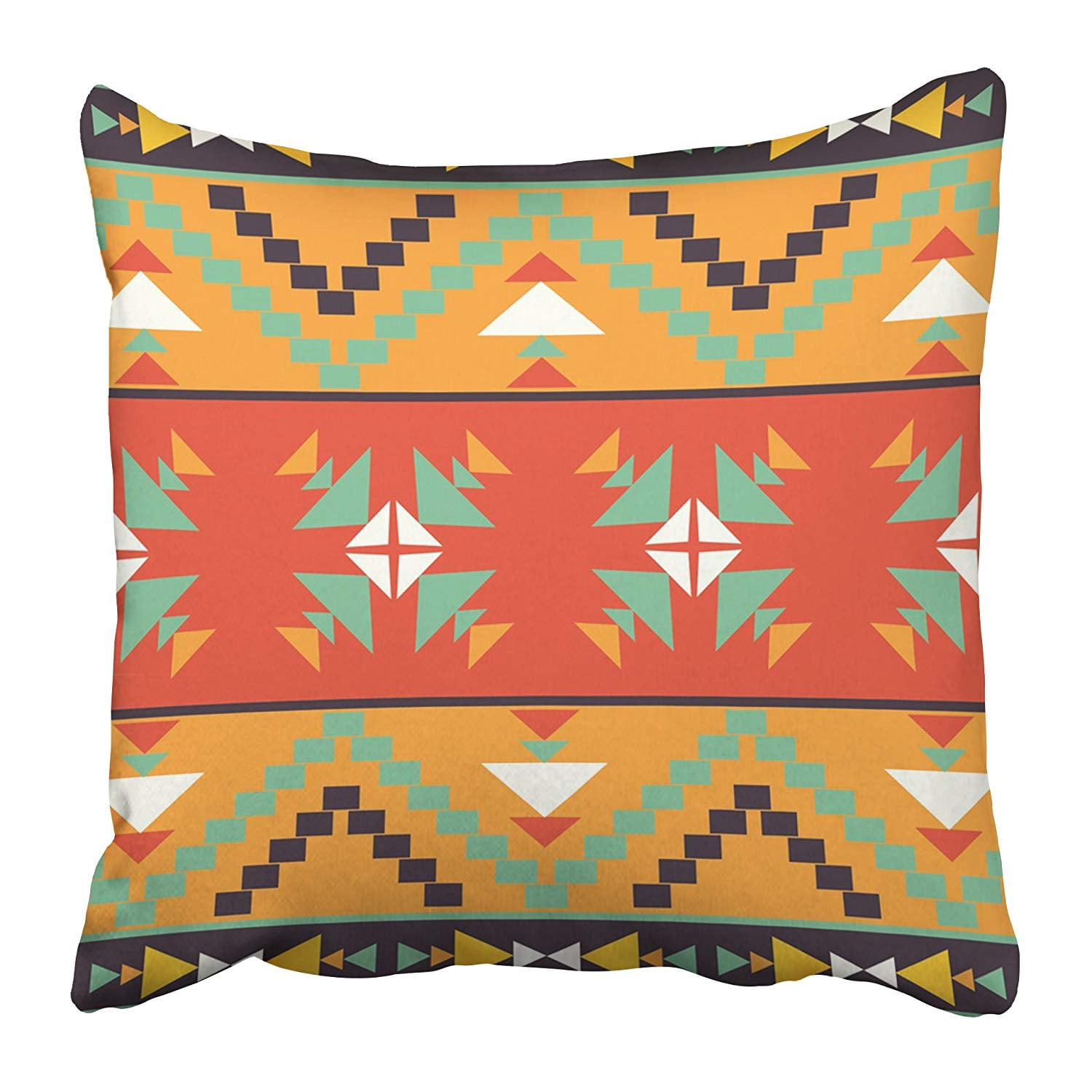 CMFUN Orange Abstract Colorful Aztec Pattern Red American Chevron Color