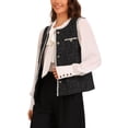thumbnail image 4 of INSPIRE CHIC Tweed Plaid Vest for Women's Button Down Sleeveless Vintage Vests, 4 of 5