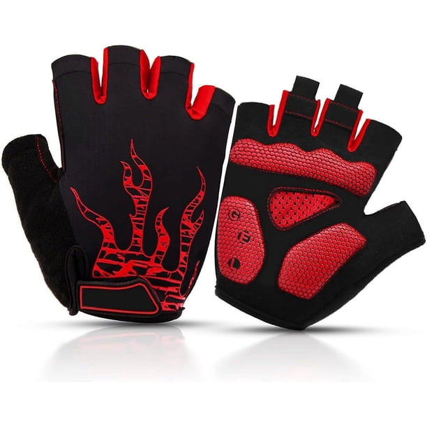 Guantes de ciclismo Guantes de ciclismo de gel de medio dedo Guantes de ciclismo para hombres Guantes de bicicleta de montaña de gel (rojo) Rojo Verde Cocina, Decoración y Otros