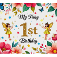 thumbnail image 4 of Fairy Themed First Birthday Banner with Flowers Butterflies and Stars Birthday Party Decorations Photography Props Backdrop Happy Birthday Party Supplies, 4 of 7