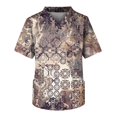 thumbnail image 1 of LINMOUA Plus Size Halloween Printed Scrub Working Uniform Tops For Men's Cross V-Neck Short Sleeve Fun T-Shirts Workwear Tee With Pockets, 1 of 3