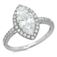 thumbnail image 5 of 2.38 ct Marquise Cut Genuine Cultured Diamond SI1-SI2 G-H 14K White Gold Halo Promise Wedding Statement Engagement Designer Ring W/ Crystal side stones size 4, 5 of 6