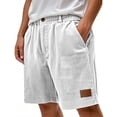 thumbnail image 4 of Men's Vertical Stripe Corduroy Shorts with Elastic Waist and Relaxed Fit Featuring Soft Breathable Fabric for Casual Outings Weekend Brunch Daily Errands White XL, 4 of 4