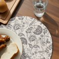 thumbnail image 3 of Grey Paisley Round 15 Inch Placemats Set of 8, Boho Flower Botanical Leaf Branch HeatResistant Non Slip Place Mats for Dining Table, Wipeable Braided Kitchen Table Mats for Housewarming, 3 of 9