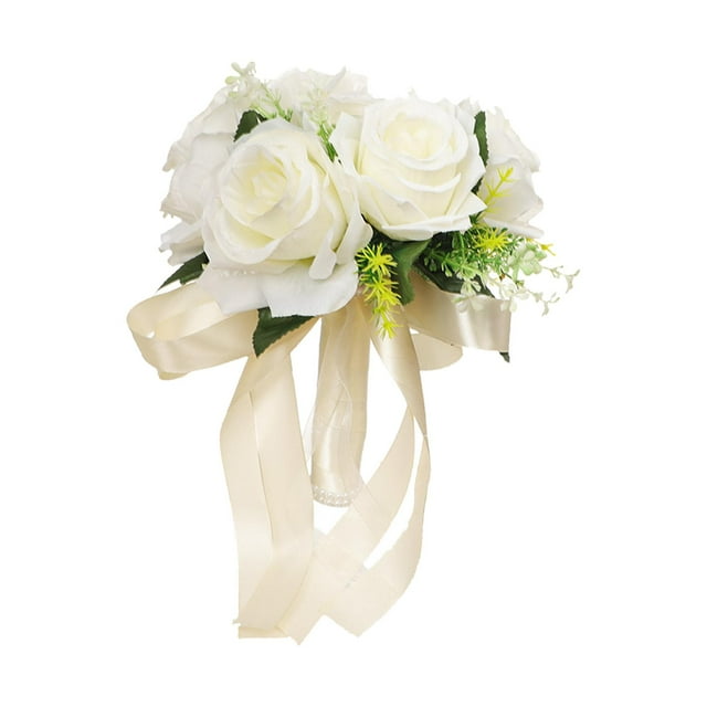 Ramo de novia artificial para novia, arreglo floral para boda Blanco