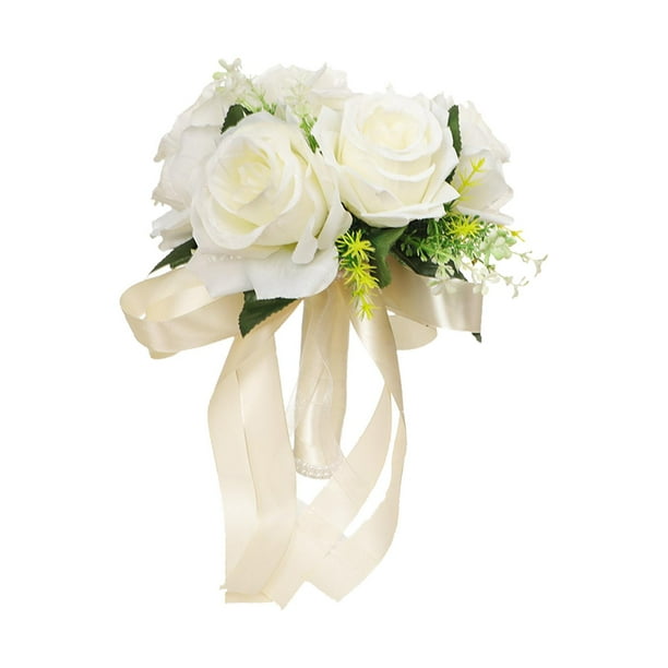 Arreglo de ramo de novia artificial para propuesta de matrimonio o aniversario de bodas Blanco