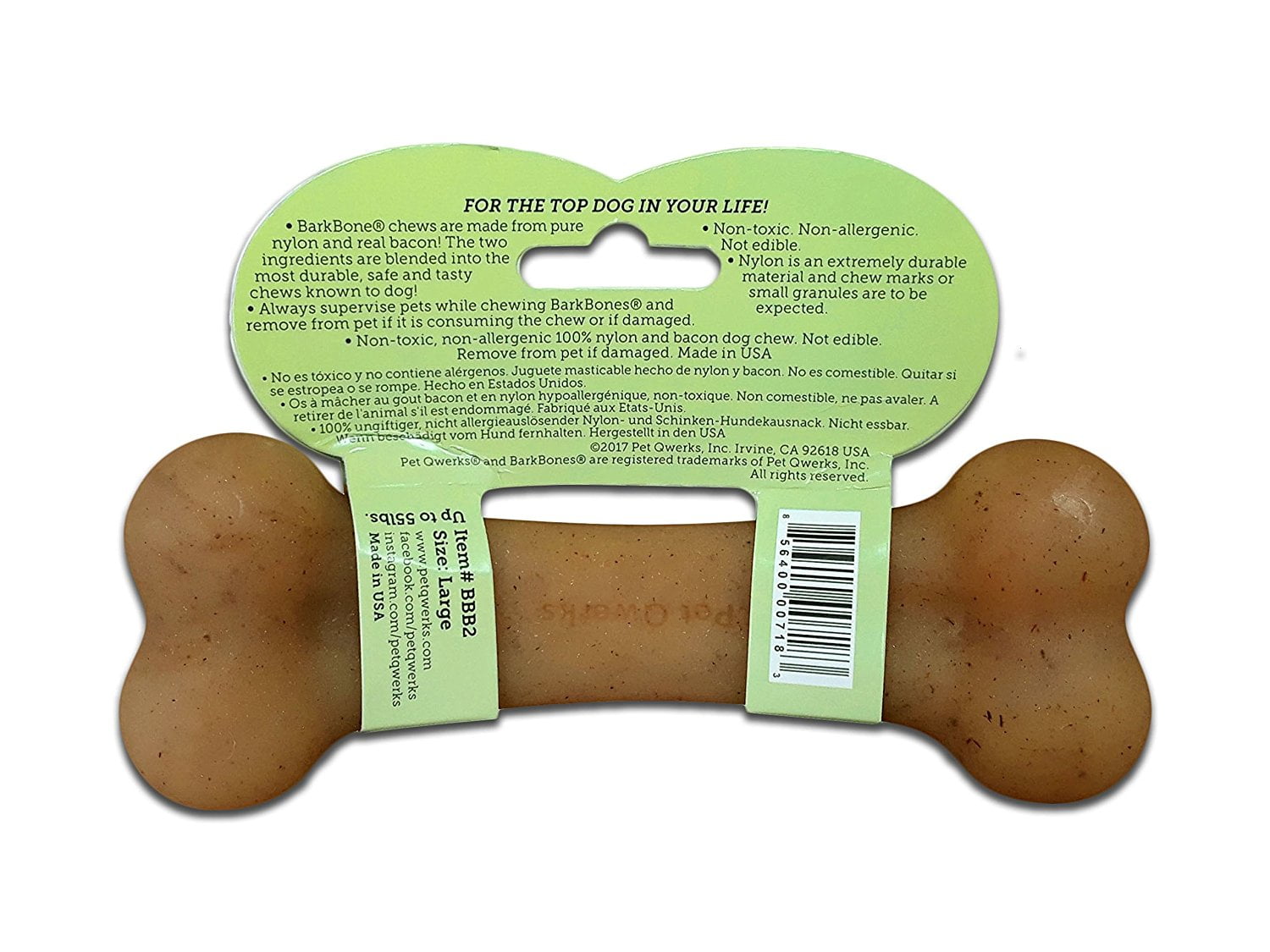Pet Qwerks BarkBone Natural Instincts Bacon Infused Original