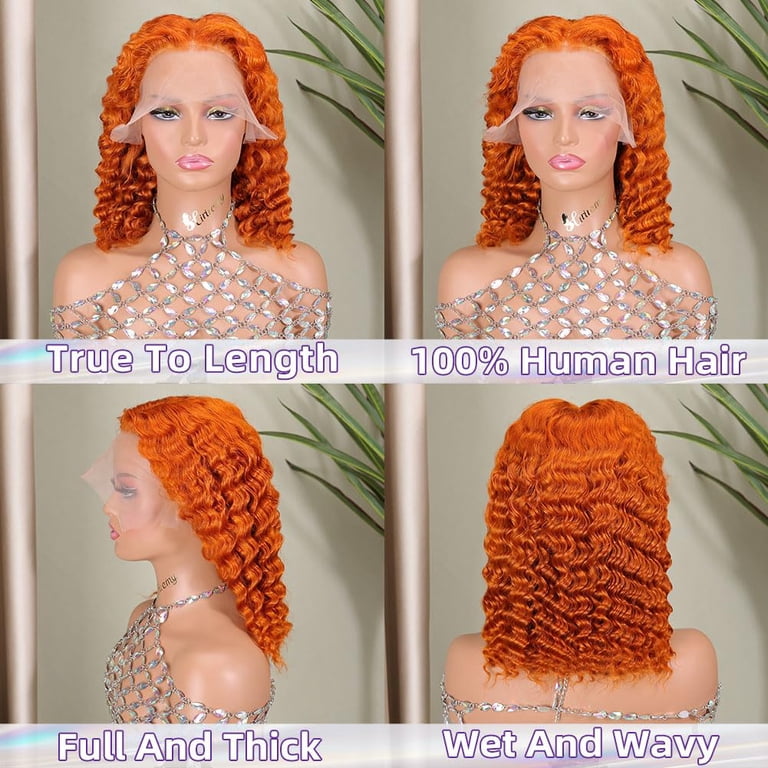 Curly Bob Wig Synthetic Wig Deep Wave 13x6 HD Lace Front 
