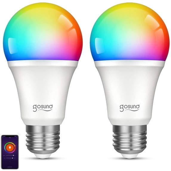 Stibadium 2 Pack Smart Light Bulb Gosund RGB Color Changing LED Bulbs That Works with Alexa Google Home Assistant E26 A19 9W Multicolor Lights Bulb No Hub Required 2.4GHz Only