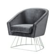 thumbnail image 2 of Hans Grey/Silver Velvet Accent Chair - Metal Base, Barrel Back, 2 of 9