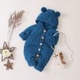 thumbnail image 3 of Mepaouo Infant Boys Girls Knit Sweater Romper Baby Toddlers Long Sleeve Hooded Button Up Winter Outfits 18-24M, 3 of 7