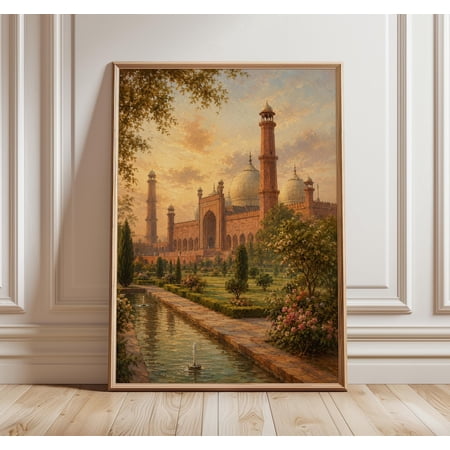 Badshahi Mosque Print Lahore Wall Art Pakistan Mughal Garden Artwork Islamic Architecture Print Pakistani Heritage Decor, Unframed Paper Print