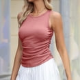 thumbnail image 2 of aidice Summer Tank Tops for Women Ribbed Round Neck Sleeveless Slim Fitted Tops Ruched Comfy Casual Tshirts, 2 of 8