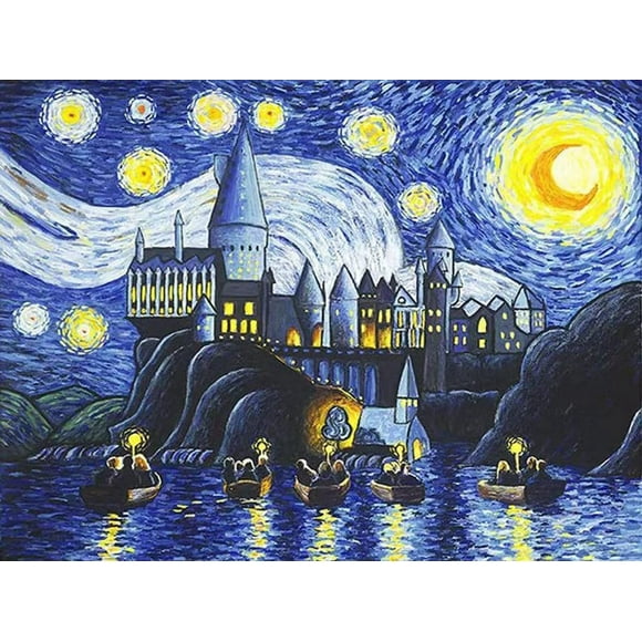 Diamond Painting Kits for Adults-Dimanond Painting Starry Castle Night for Adults Beginner Kids Paint with Diamonds Gem Art for Wall Decor Festival Gift,12x16 inch