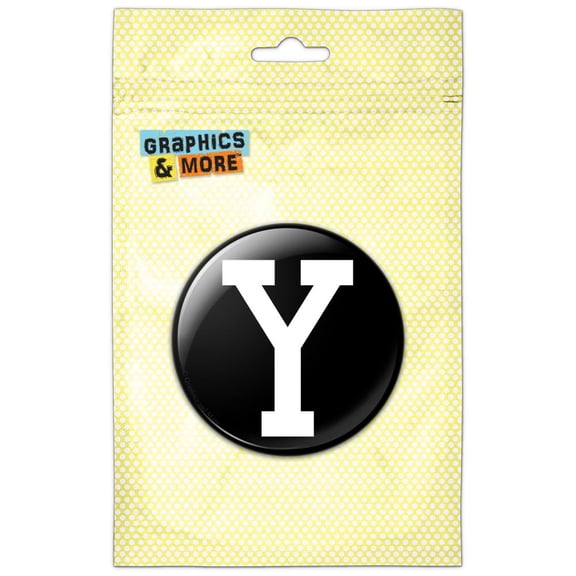 Letter Y Initial Black White Pinback Button Pin Badge