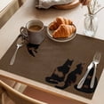 thumbnail image 3 of Black Brown Cat Placemats Set of 4 Retro Art Animals Rustic Place Mats Indoor Wipeable Table Mats Washable Cloth Dining Table Placemats for Kitchen Holiday Party Home Decor 13x19 Inch, 3 of 9