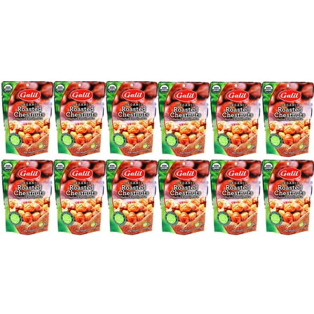 Galil Organic Roasted Chestnuts, Shelled Snack, Gluten Free, 3.5 oz. Bags (Pack of 12)