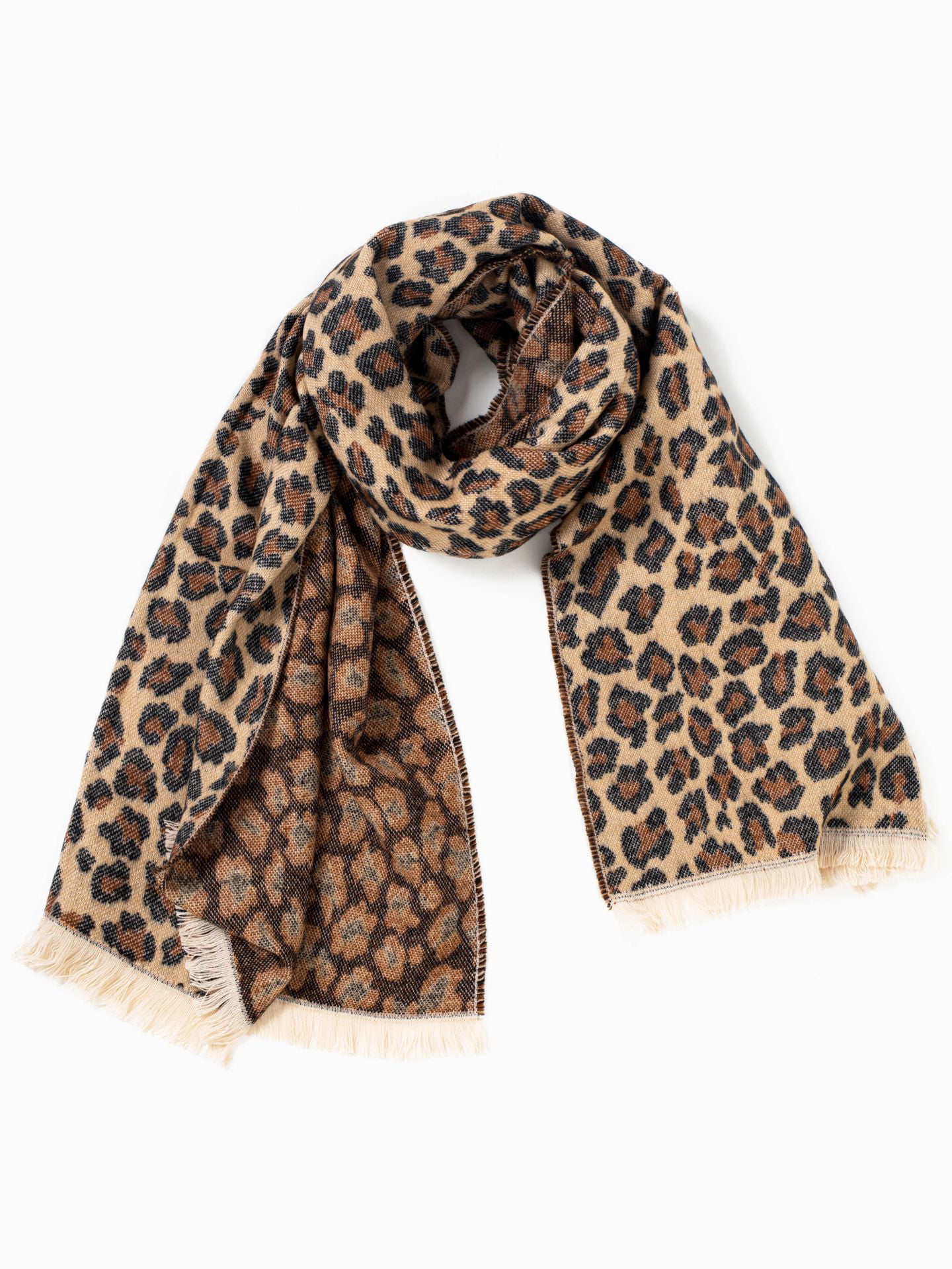 Scarf Collector Neck Scarf Gift Idea Fringed Cheetah Scarf Black Brown Scarf Light Coat Scarf Cheetah Coat Scarf Animal Print Scarf
