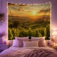 thumbnail image 2 of Vineyard Sunset Landscape with Sunbeams Over Rolling Hills Romantic Watercolor for Wine Enthusiasts Rustic Vineyard Wall Decor Housewarming Gift Tapestry Wall Hanging for Living Room and Bedroom, 2 of 7