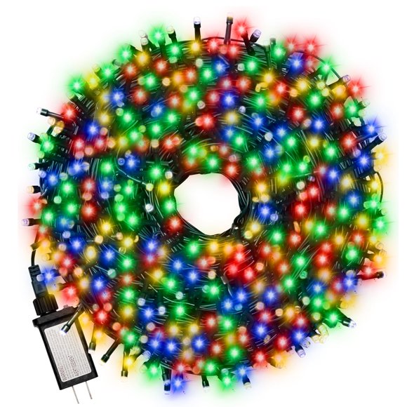 RPGT Christmas Light 1000 LEDs 336ft Green Cable Wire Fairy String Tree Twinkle Lights Plug in 12 Modes for Christmas Party, Outdoor, Garden, Wedding, Home Decoration (Multi Color)