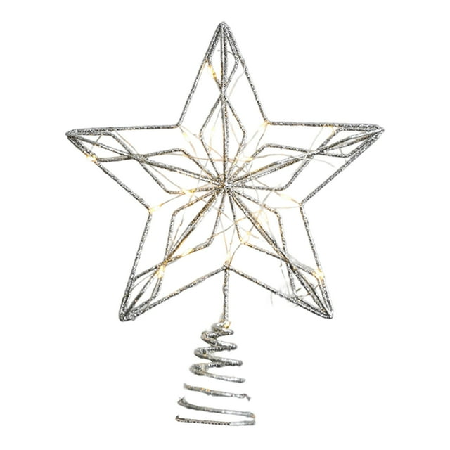 Holiday Tree Topper Star Elegant Sparkling Hanging Ornament For Festive Home Decorations And Seasonal Celebrations With Durable Metal Construction