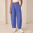 thumbnail image 3 of Iyufng Checkered Wide Leg Pants for Women Loose Casual Pants, Elastic Waistband with Pockets, 3 of 6