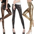 thumbnail image 2 of Trendy Women's Faux Leather Snake Print Ankle Length Tights High Waist Stretchy Wet Look Glossy Leggings Pants, 2 of 8