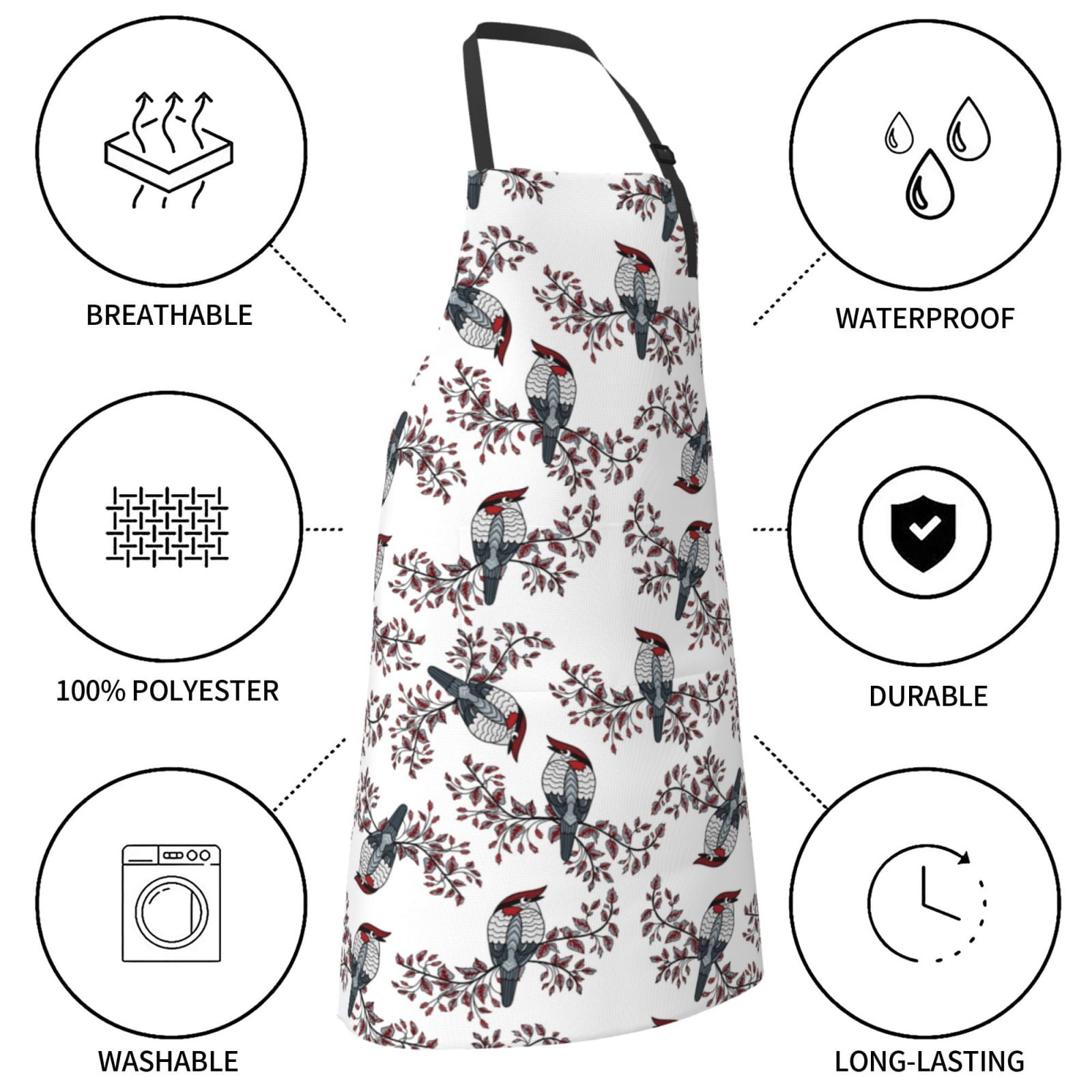 Kdxio Bird Apron with Pockets Adjustable Kitchen Aprons for Men Women Waterproof Aprons for Cooking,Drawing,Crafting, Baking Household Cleaning