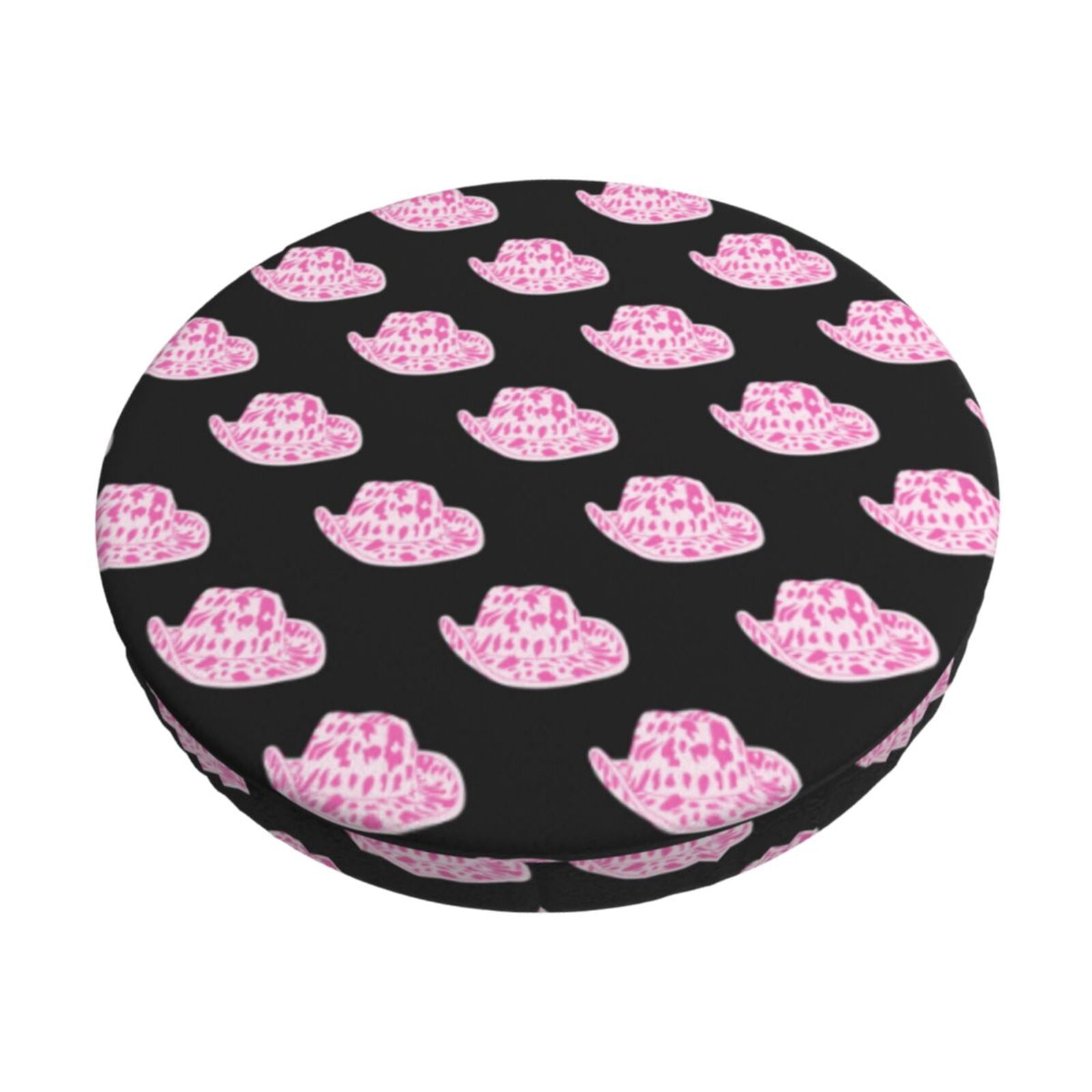 Easygdp Cowboy Hat Print Easy To Install Bar Stool Covers&Stool Covers Round&Elastic Stool Cover, Barstool Covers,Washable&Bottom With Elastic Edge-12 inch