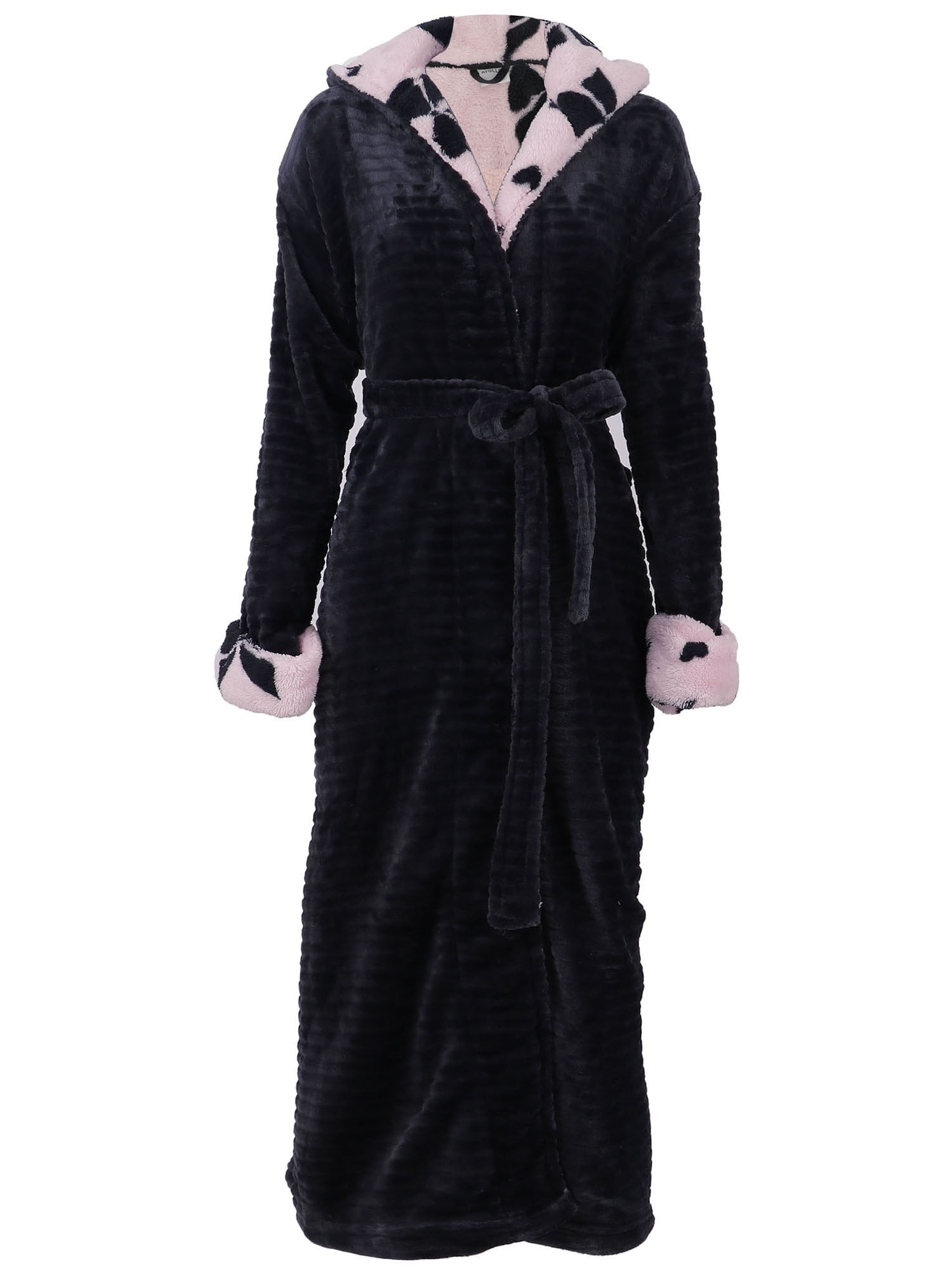 BASILICA Women's Soft Plush Hoodie Bathrobe Kimono Robe with Hoodie