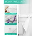 thumbnail image 3 of No Hook Shower Curtains with Snap in Liner, Spring Flowers Waterproof Fabric Shower Curtain, Purple Botanical Floral Wooden Grain Double Layers & See-Through Top Window Bathroom Curtains 66''x72'', 3 of 6
