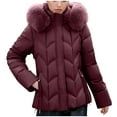 thumbnail image 6 of Sriper Women Winter Coats Thermal Zip up Long Sleeve Padded Jacket Fuzzy Hooded Stand Collar Windproof Quilted Jackets Loose Fit Soild Thicken Warm Outerwear 2025 Fashion Snow Coats with Pockets, 6 of 9