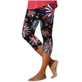 thumbnail image 2 of Royisotas Leggings Women Pants Casual Summer High Waist Independence Day Capris Pants Elastic Bottom Slim-Leg Women's Plus Size Capris, 2 of 5