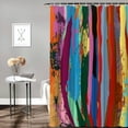 thumbnail image 2 of COMIO Shower Curtain Abstract Multicolored Expressionist Work of Art Vibrant Rainbow White, 2 of 6