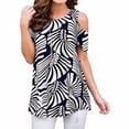 thumbnail image 2 of Camiseta de mujer con cuello redondo y hombros descubiertos Camiseta con estampado floral, negro, blanco, XL Yuarrent AP001532-04, 2 of 7