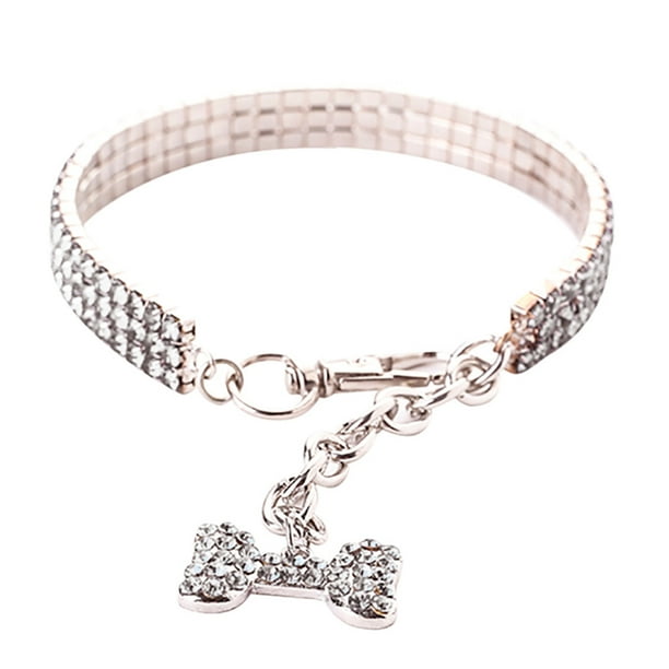 Xihbxyly Mini Collar para Mascotas, Collar con Brillantes Diamantes de Imitación, Diseño de Aleación de Cristal, Elegante Accesorio para Fiestas, Fácil de Usar, Disponible En Tallas S, M y L.