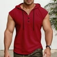 thumbnail image 2 of Men's Casual Hooded Tank Top Breathable Sleeveless Shirt For Daily Wear Home Outdoor Hiking Spring Summer Comfortable Loose Fit Mens Muscle Gym Tank Top Breathable Sleeveless Shirts for Active Men, 2 of 5