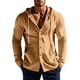 thumbnail image 1 of pstuiky camisas de manga larga para hombre, Camisas de manga larga con capucha y botones lisos y bolsillos informales de lino a la moda para hombre camisetas de hombre xxl, 1 of 9