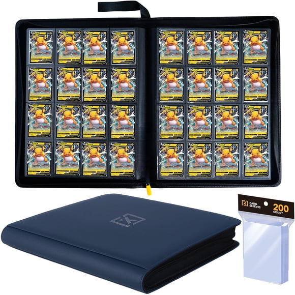 X PRO 1000+ Álbum para Cartas - Incluye 200 Fundas para Cartas | Compatible con TCG, Deportes, MTG y Más - Álbum sin Anillas para Cartas de Comercio | 1000 Bolsillos | Álbum TCG (Azul Medianoche)