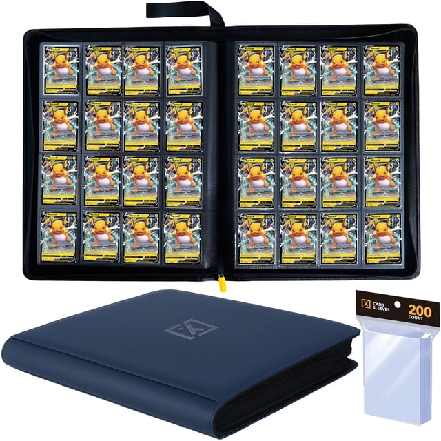 X PRO 1000+ Álbum para Cartas - Incluye 200 Fundas para Cartas | Compatible con TCG, Deportes, MTG y Más - Álbum sin Anillas para Cartas de Comercio | 1000 Bolsillos | Álbum TCG (Azul Medianoche)