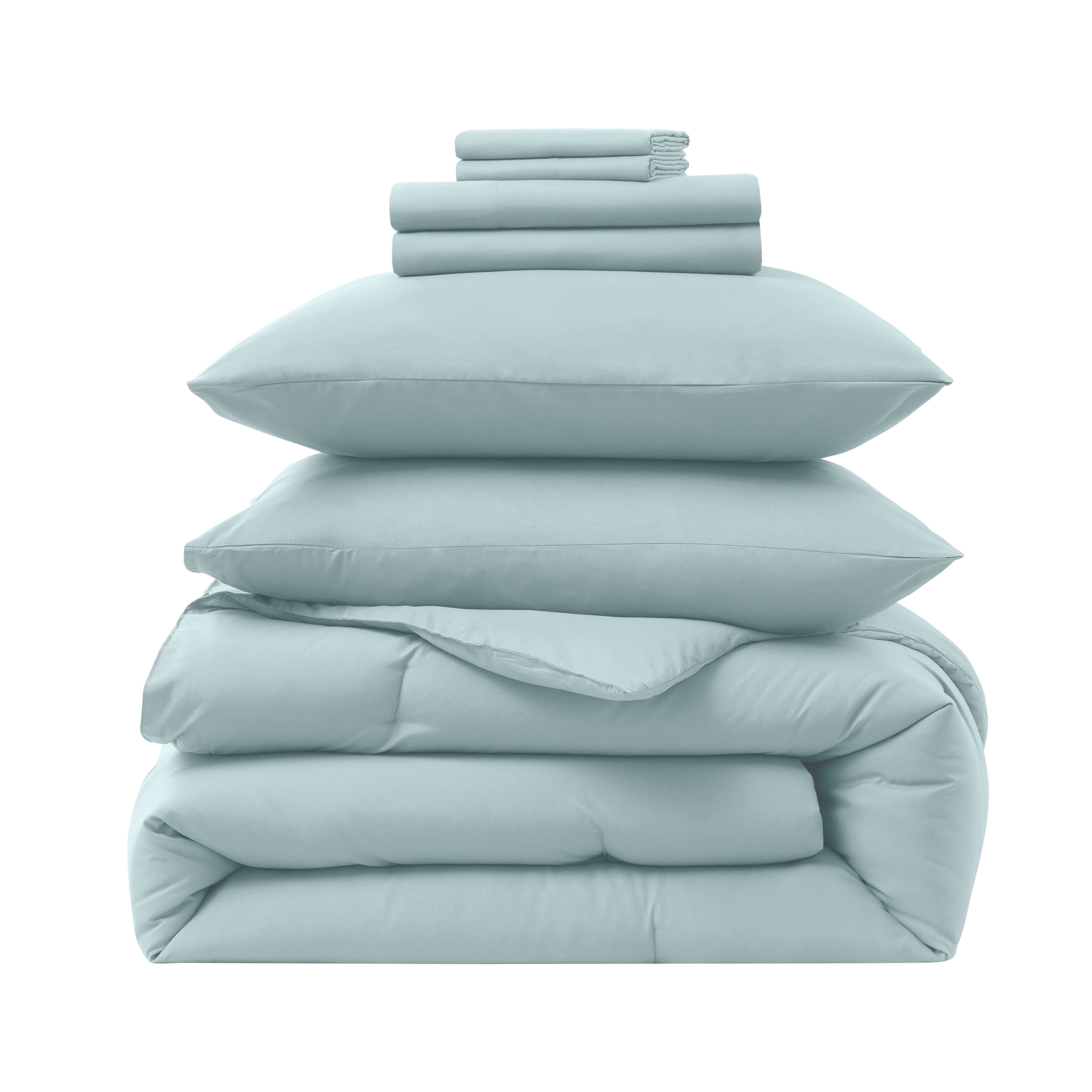 LammaLoe Full Comforter Set, 7 Piece Bed in a Bag, Ultra Soft Bedding Comforter Set with Sheets, All Season Bed Set, Light Baby Blue