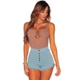 thumbnail image 4 of Aayomet Shorts Athlétiques pour Femmes avec Poignets à Franges Super Courts en Denim (Bleu Clair, L), 4 of 5